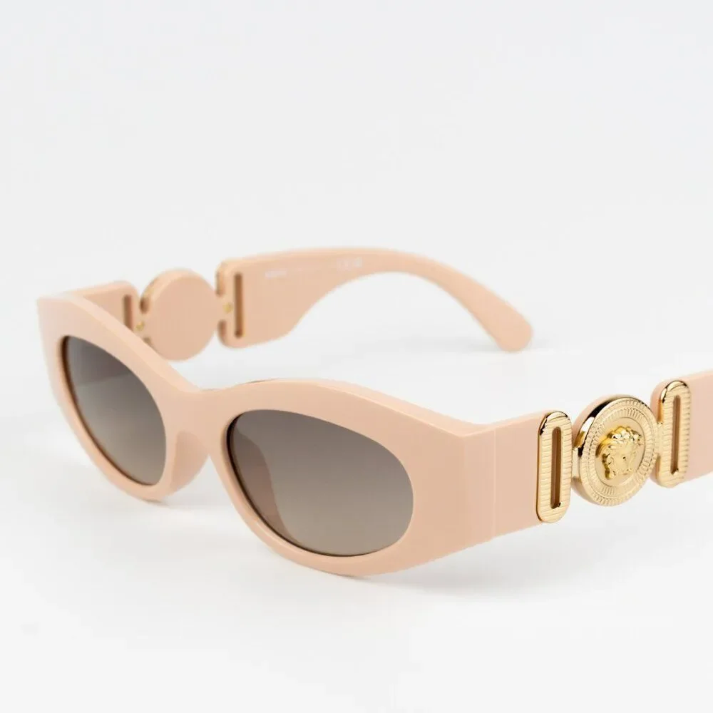 NEW Versace VE4480U 54946I Nude Brown Mirror Oval Unisex Sunglasses